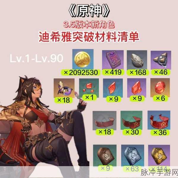 原神迪希雅升级突破材料全解析
