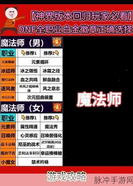 DNF手游全职业白金徽章选择深度攻略