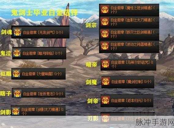 DNF2025 剑魂白金徽章精准抉择指南