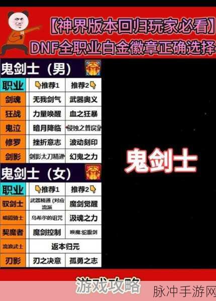 DNF 暗帝白金徽章的最佳抉择指南