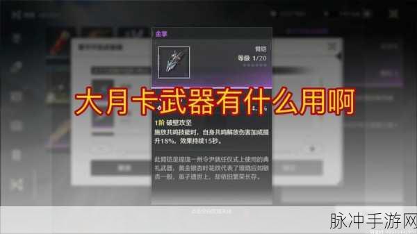 绝区零大月卡武器选择全攻略，打造你的专属战斗利器