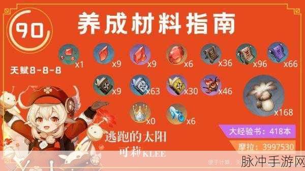 原神可莉突破材料全解析，助你实力飙升