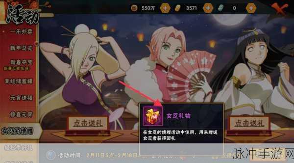 火影忍者手游深度攻略，火影忍者女忍的馈赠活动详解