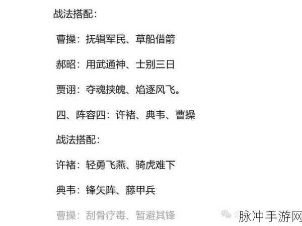 三国志战略版曹仁战法搭配心得与强势战法推荐