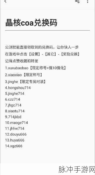 晶核兑换码大全，41 个最新最全攻略指南