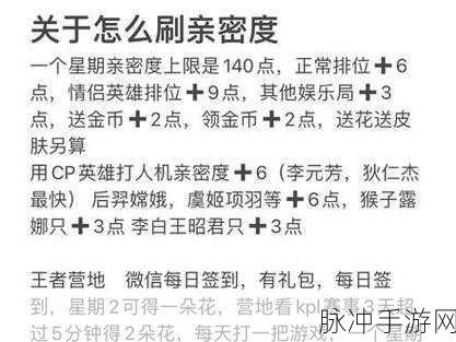 王者荣耀亲密度快速提升全攻略