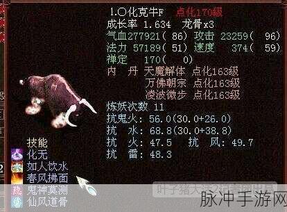 大话西游手游，深度解析喷火牛与变身卡属性奥秘