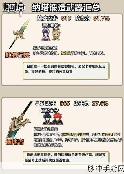 原神须弥锻造武器属性深度探秘