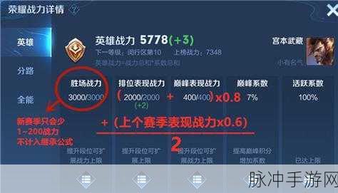 王者荣耀赛季更新荣耀战力计算方法详解