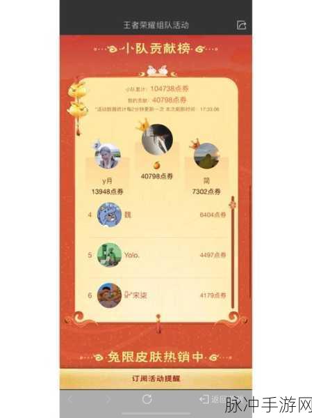 王者荣耀组队消费活动奖励全解析