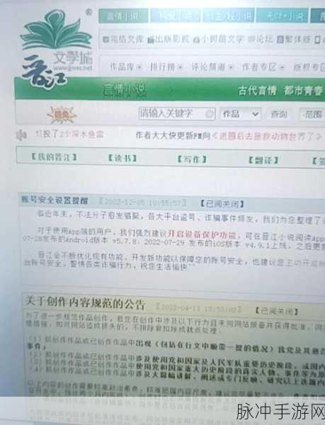 晋江写作助手应用密保设置全攻略