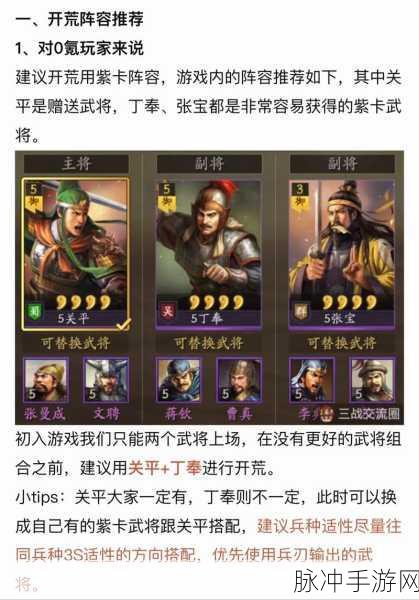 三国志战略版48小时开荒攻略，揭秘最强开荒阵容
