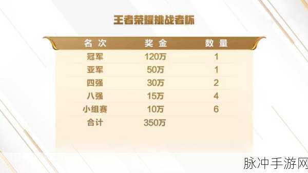 王者荣耀挑战者杯奖金详解，一场电竞盛宴的财富与荣耀