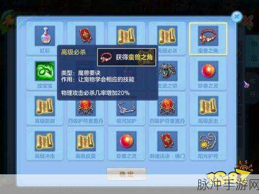 神武2宠物护符深度解析，护符技能等级关系全攻略