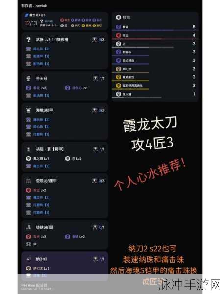 怪物猎人崛起，太刀毕业套装超强推荐