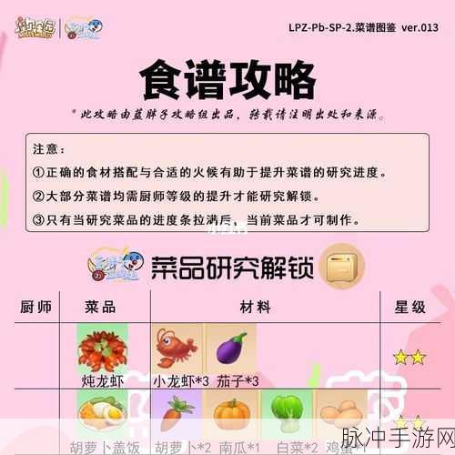 摩尔庄园手游菜谱大全及做法详解，掌握火候，烹饪美味