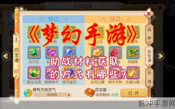 梦幻西游助战培养材料全方位获取攻略