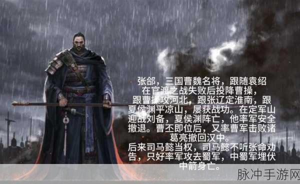 率土之滨张郃，属性技能全解析，战场称雄之秘诀