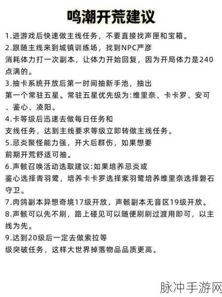 鸣潮新手必知,开荒角色推荐指南