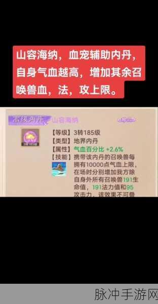 大话西游手游，召唤兽内丹搭配秘籍全解析