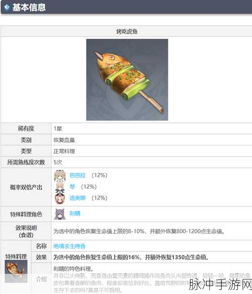 原神烤吃虎鱼效果全解析，助力冒险之旅