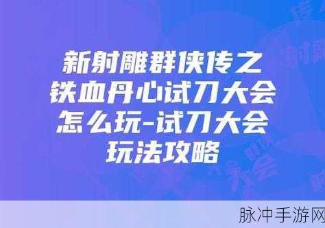 新射雕群侠传之铁血丹心，试刀大会全攻略指南