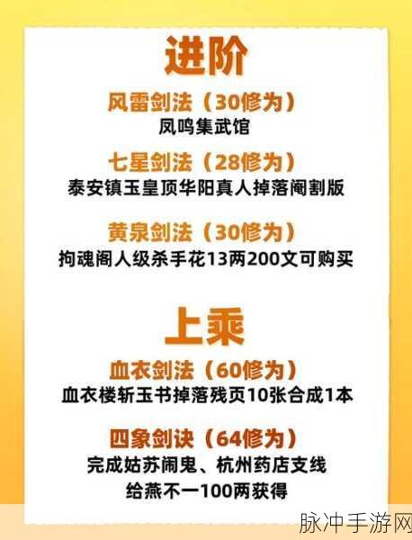 烟雨江湖剑法秘籍全解析及获取攻略