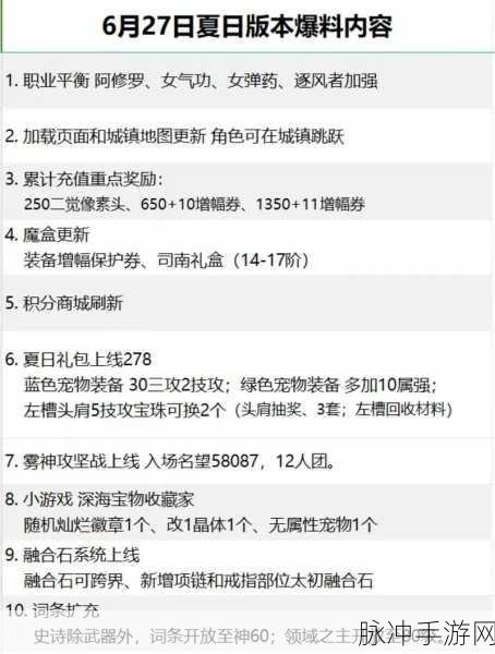 DNF 手游 2025 年更新计划大揭秘