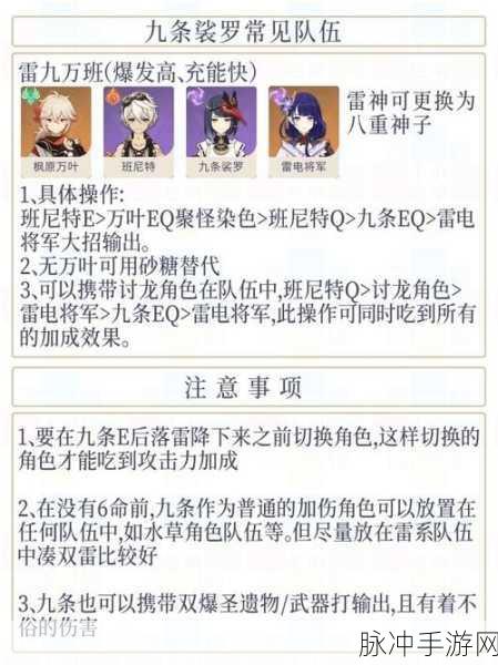 原神九条裟罗圣遗物搭配指南，铸就最强战力