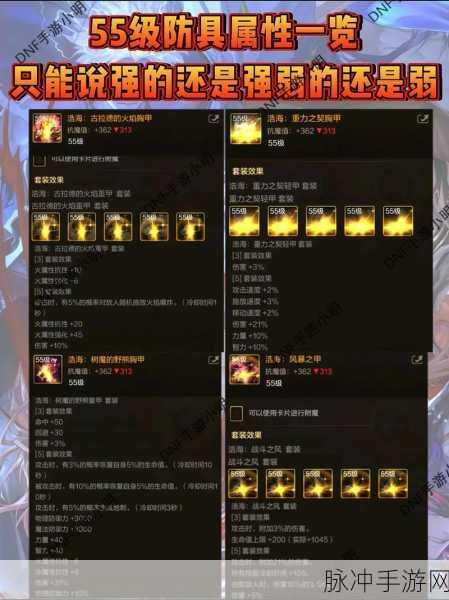 地下城与勇士手游元素 55 级防具精选指南