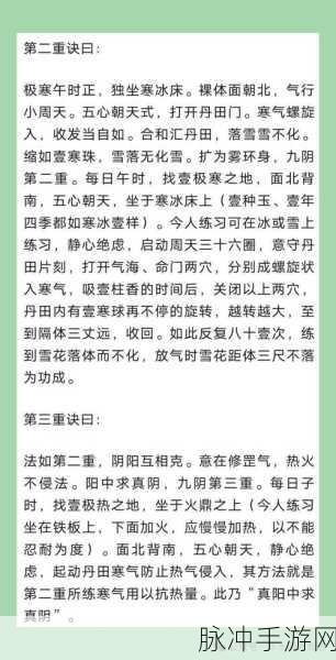 九阴真经手游，内功修炼秘籍与新手进阶指南