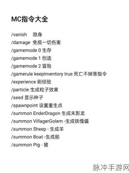 我的世界，指令大全秘籍全解析