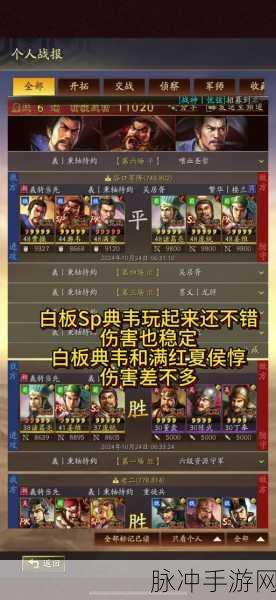 三国志战略版典韦战法的绝佳选择指南