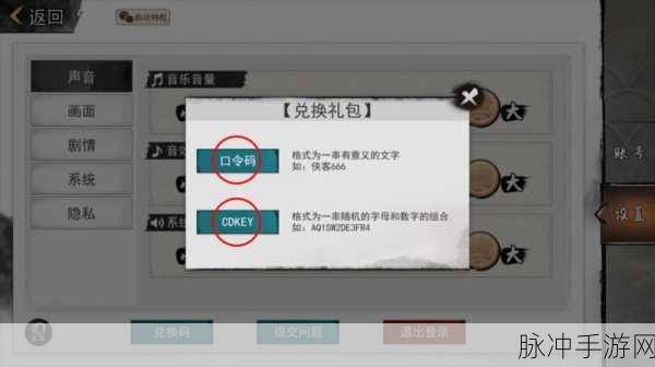 侠客与江湖兑换码全揭秘及输入指南