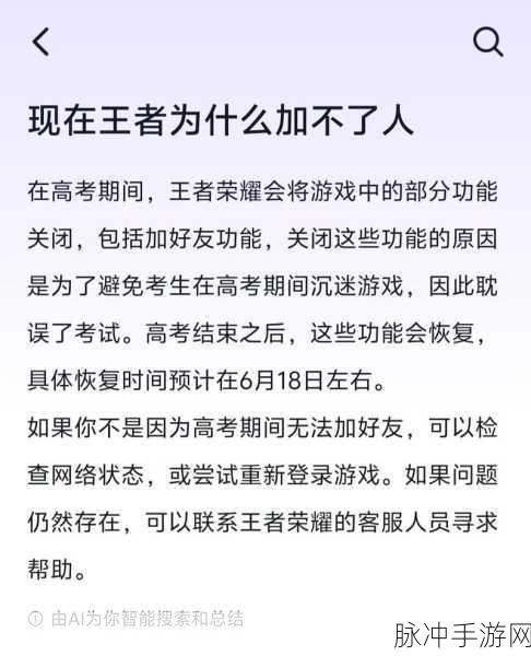 王者荣耀无法添加好友的深度剖析及解决指南