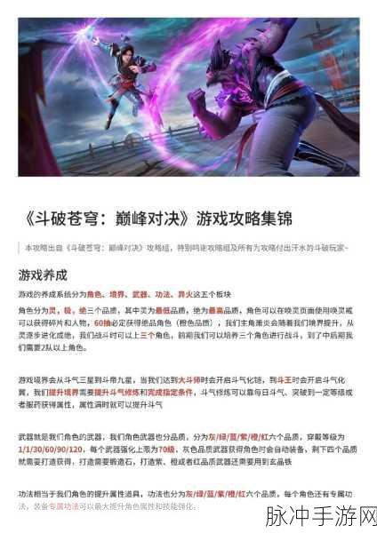 斗破苍穹巅峰对决 等级速升秘籍大公开