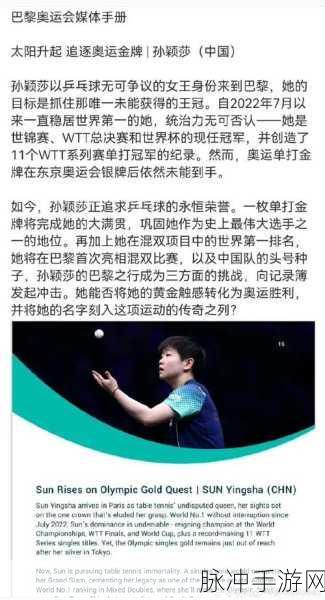 微博关注孙颖莎的人：“关注孙颖莎，见证乒坛新星的成长与辉煌”