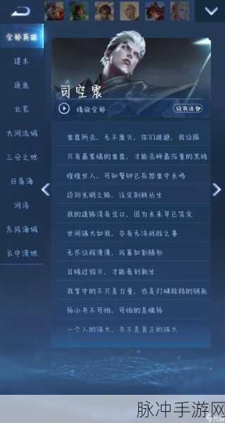 王者荣耀深度攻略，司空震铭文搭配全解析