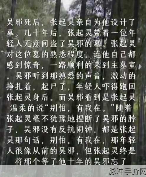 吴邪哭着让张起灵退出去：吴邪泪水涟涟，恳求张起灵离开我的生活。