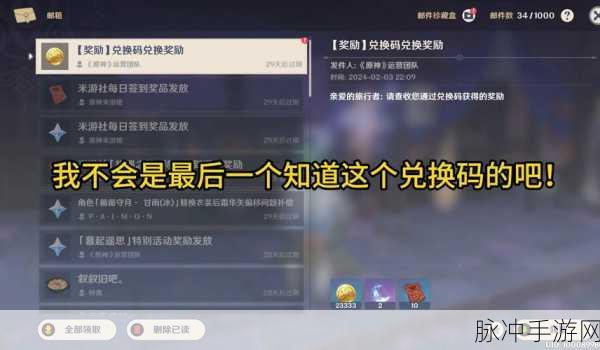 原神兑换码最新2024：2024年原神最新兑换码汇总与使用指南