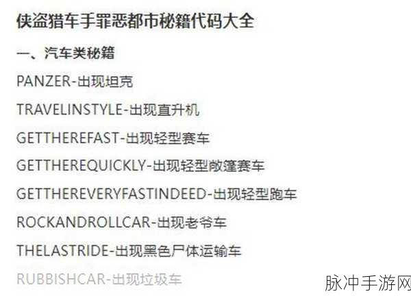 侠盗猎车手 V PC 版作弊秘籍全解析
