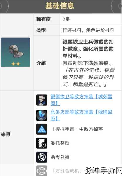 崩坏星穹铁道，铁卫勋章材料获取全攻略