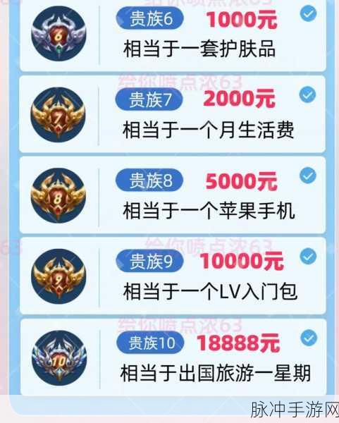 王者荣耀贵族 10 级所需花费全解析