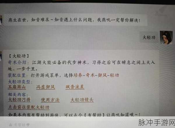 燕云十六声酒逢知己上通关秘籍