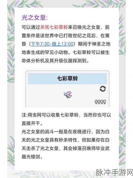 泰拉瑞亚霜月召唤秘籍与BOSS全攻略详解