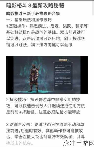 暗影格斗3深度解析，全方位剖析战斗机制与特色玩法系统