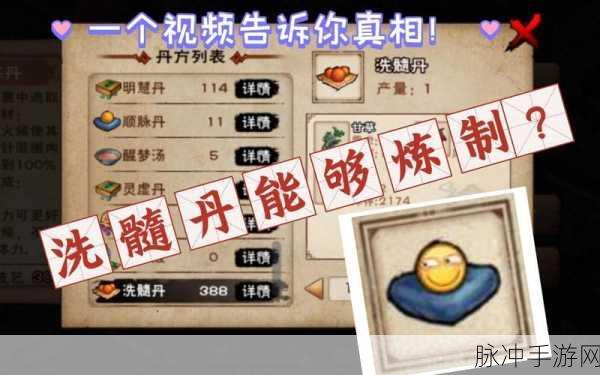 烟雨江湖,洗髓丹全攻略,解锁强大实力