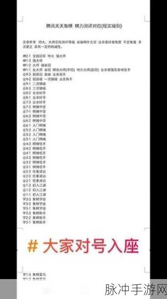 天天象棋等级查询技巧全解析,助你轻松掌握个人棋力段位