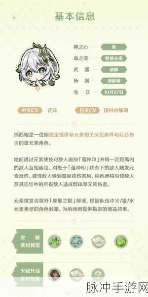 原神纳西妲技能强度测评，全面解析纳西妲技能效果