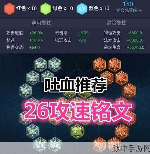 王者荣耀26攻速铭文搭配推荐，提升英雄战斗力的关键
